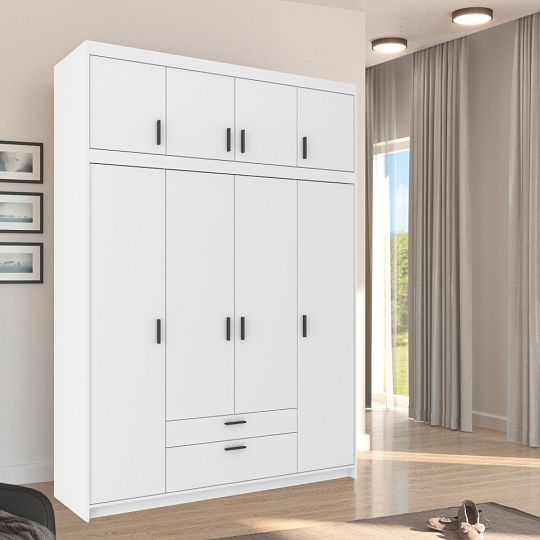 EVERLY 4DN-2S šatní skříň + nástavec, bílá