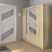 EVERLY 4D-2S šatní skříň se zrcadlem, dub sonoma