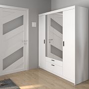 EVERLY 4D-2S šatní skříň se zrcadlem, bílá