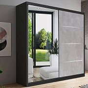 BENEDIKT šatní skříň, grafit/beton silk