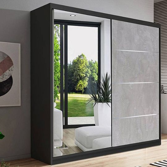 BENEDIKT šatní skříň, grafit/beton silk