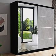 BENEDIKT šatní skříň, černá/beton silk