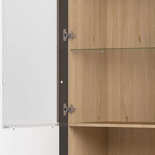 MOLLY 10 vysoká vitrína, levá, ořech americký/bílá/grafit