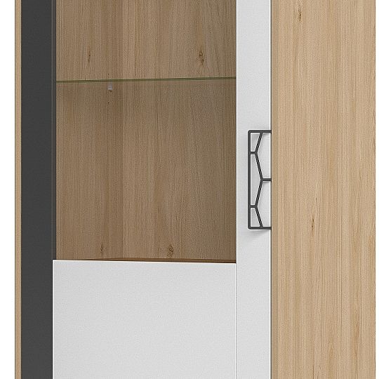 MOLLY 10 vysoká vitrína, levá, ořech americký/bílá/grafit