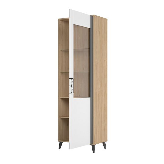 MOLLY 11 vysoká vitrína, pravá, ořech americký/bílá/grafit