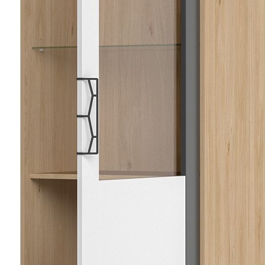 MOLLY 11 vysoká vitrína, pravá, ořech americký/bílá/grafit