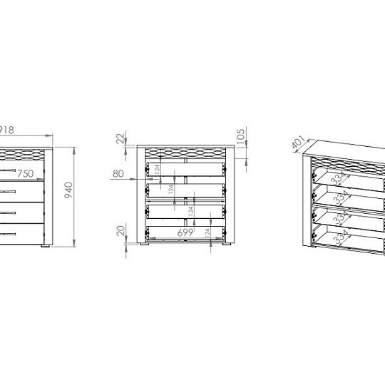 CALCUTTA 09 komoda, borovice bílá