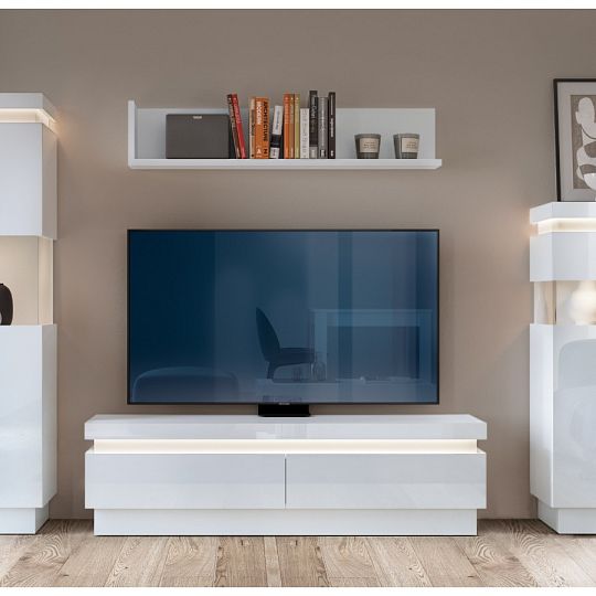 CANTUS 2S televizní stolek, bílá/bílá lesk