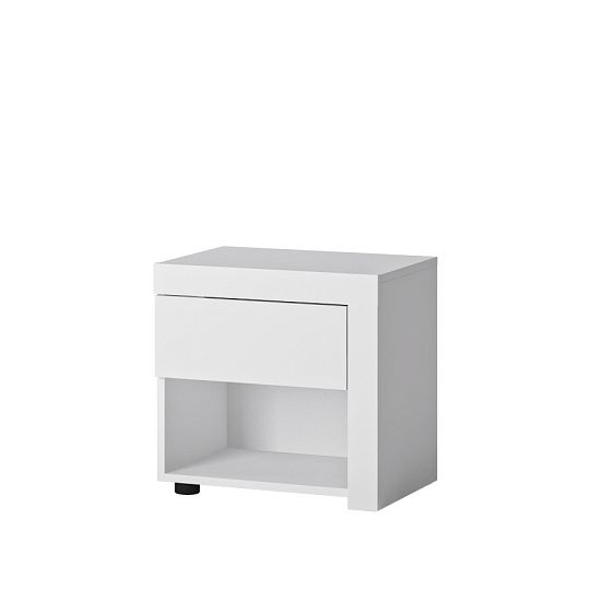 CANTUS 1S noční stolek, pravá, bílá/bílá lesk
