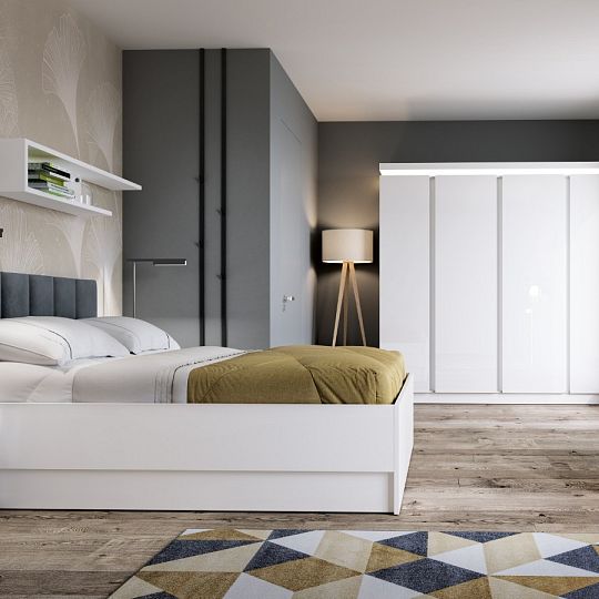 CANTUS 1S noční stolek, pravá, bílá/bílá lesk