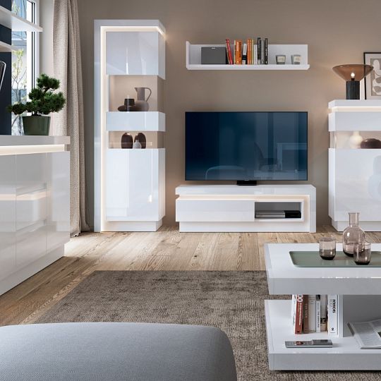 CANTUS 03P vitrína 198, bílá/bílá lesk