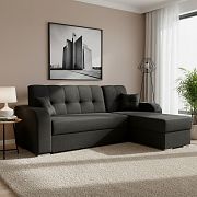 OLIVIA rohová sedací souprava, levá, antracit Monolith 95