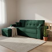 OLIVIA rohová sedací souprava, pravá, tmavě zelená Monolith 37