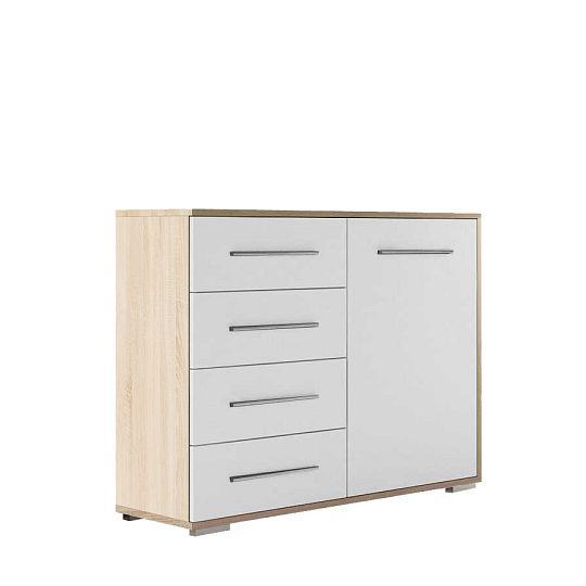 FRANCESKO MINI komoda 4S1D, dub sonoma/bílá