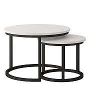 TRENTO konferenční stolek 2 kusy, bílá/černý kov