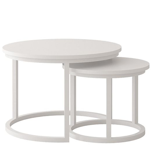 TRENTO konferenční stolek 2 kusy, bílá/bílý kov