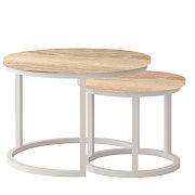 TRENTO konferenční stolek 2 kusy, dub sonoma/bílý kov