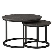 TRENTO konferenční stolek 2 kusy, mramor/černá kov