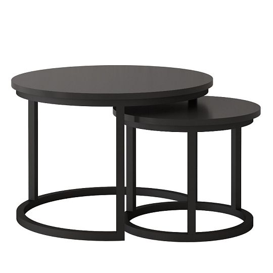 TRENTO konferenční stolek 2 kusy, černá/černý kov