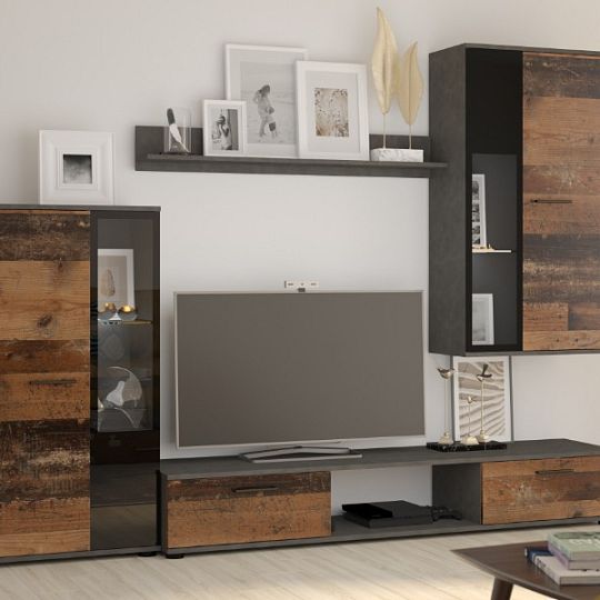 Sorenta obývací stěna, matera/old style grafit