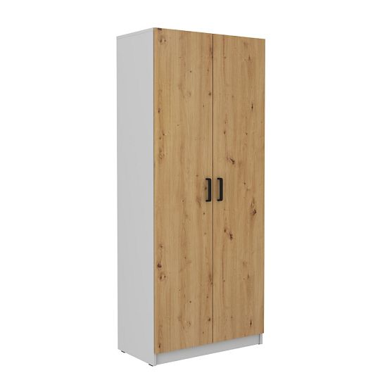 MAXIMUS 111 vysoká policová skříň, šedá/dub artisan