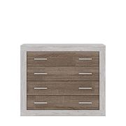 SARA 4S komoda, borovice bílá/dub sonoma tmavý