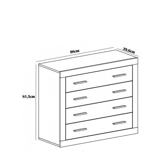 SARA 4S komoda, borovice bílá/dub sonoma tmavý