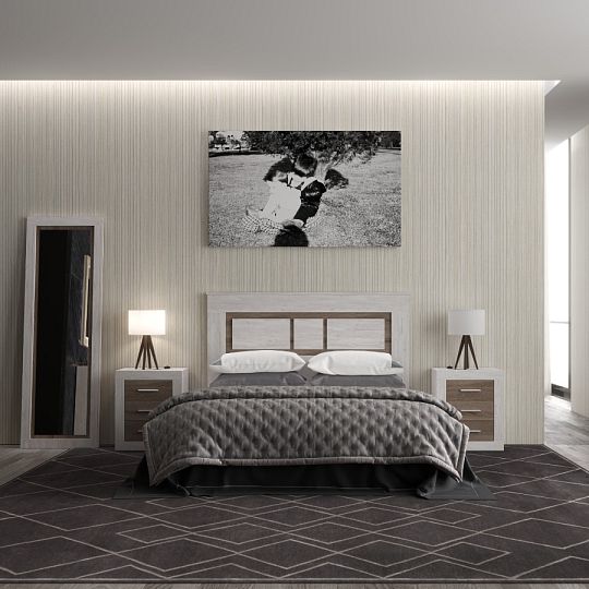 SARA 4S komoda, borovice bílá/dub sonoma tmavý