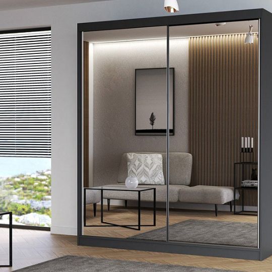 MURPHY 20 šatní skříň 200, grafit/zrcadlo