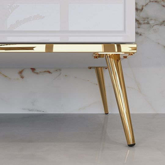 Goldie 01 Šatní skříň 2D1S, bílá mat/bílý lesk