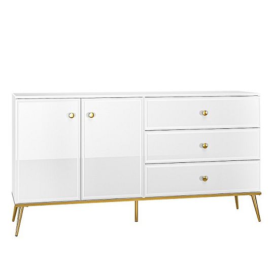 Goldie 04 Komoda 2D3S, bílá mat/bílý lesk