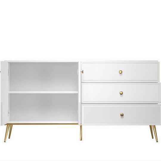 Goldie 04 Komoda 2D3S, bílá mat/bílý lesk
