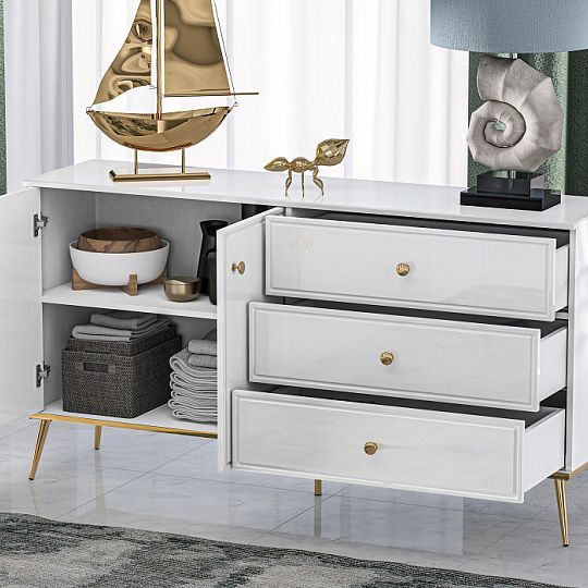 Goldie 04 Komoda 2D3S, bílá mat/bílý lesk