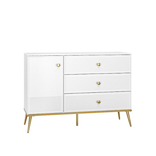 Goldie 05 Komoda 1D3S, bílá mat/bílý lesk