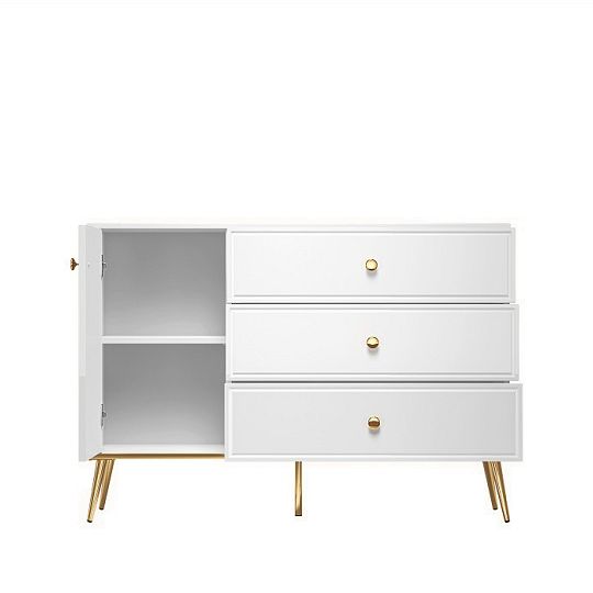 Goldie 05 Komoda 1D3S, bílá mat/bílý lesk