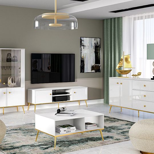 Goldie 05 Komoda 1D3S, bílá mat/bílý lesk