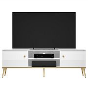 Goldie 06 Televizní stolek 2D, bílá mat/bílý lesk