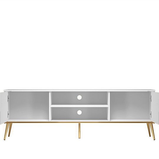 Goldie 06 Televizní stolek 2D, bílá mat/bílý lesk
