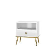 Goldie 07 Noční stolek 1S, bílá mat/bílý lesk