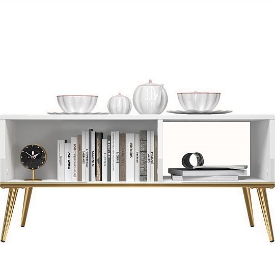 Goldie 08 Konferenční stolek, bílá mat/bílý lesk