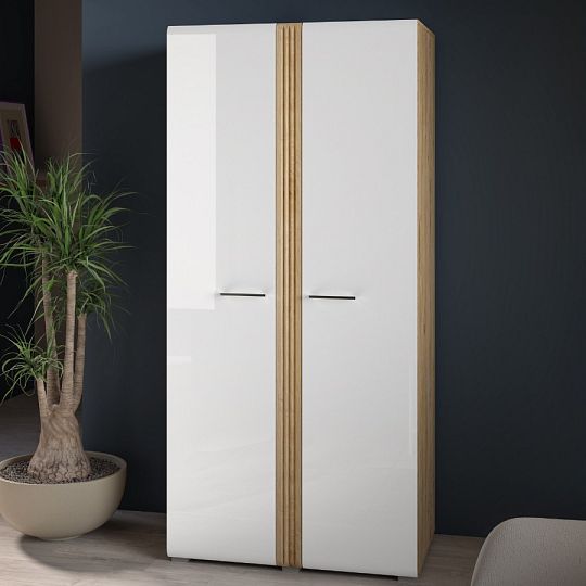 ADA 01 šatní skříň, dub castello/bílá lesk