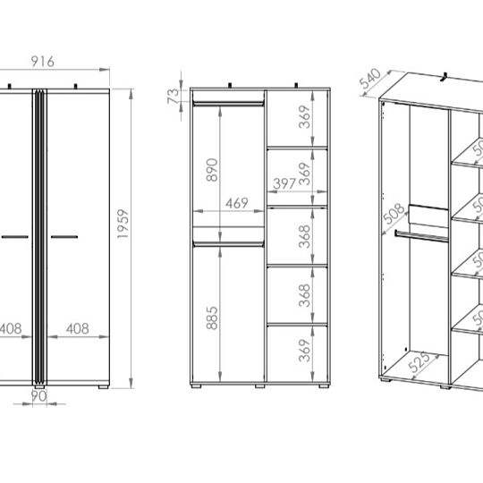 ADA 01 šatní skříň, dub castello/bílá lesk