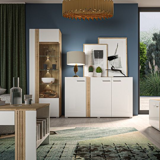 ADA 01 šatní skříň, dub castello/bílá lesk