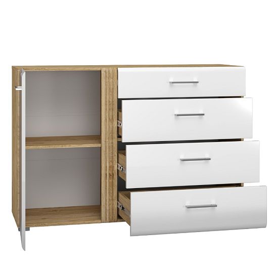 ADA 04 komoda, dub castello/bílá lesk