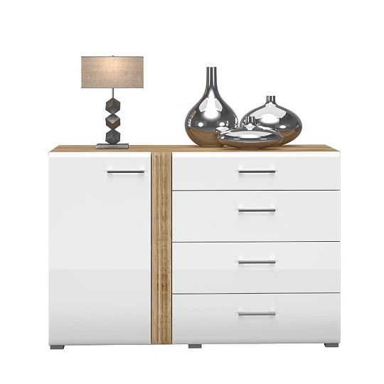 ADA 04 komoda, dub castello/bílá lesk