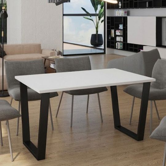CELINE NEW jídelní stůl 138 x 75 x 67 cm, bílá/černý kov