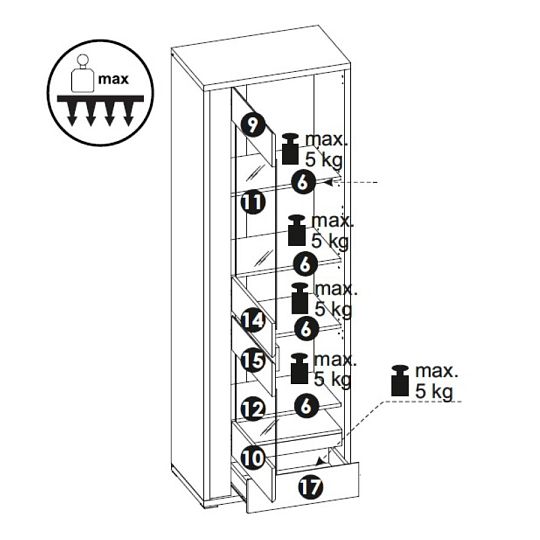 SYRAKUSA 01 vitrína L/P, dub shetland/šedá