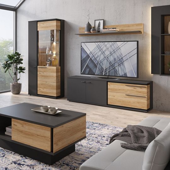 MONACO T02 rozkládací jídelní stůl, dub catania/černá