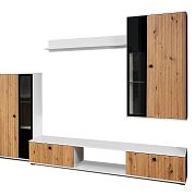 SORENTA NEW LAMELY obývací stěna, bílá/dub artisan