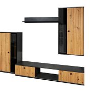 SORENTA NEW LAMELY obývací stěna, grafit/dub artisan